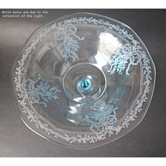 Vintage Fostoria Azure Blue Compote June Elegant Glass Candy Dish Tidbit Footed - Picture 3 of 5